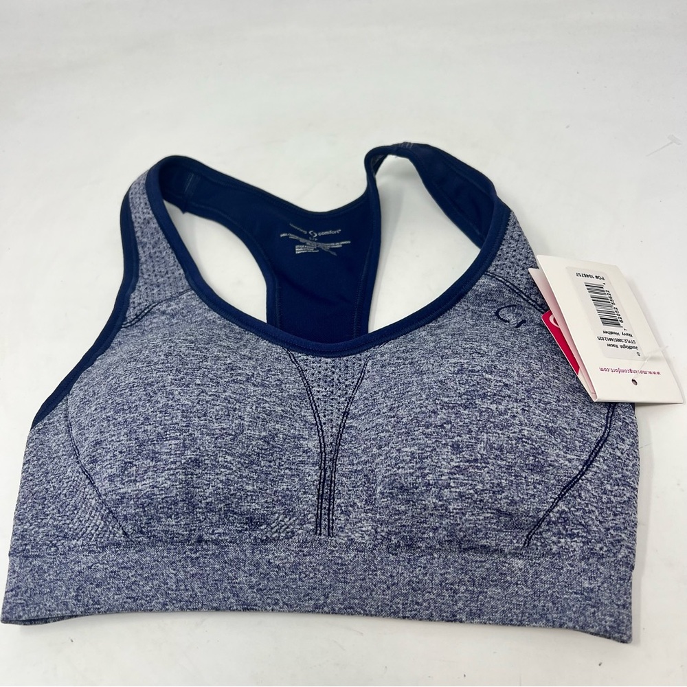 Moving Comfort JustRight Racer Sports Bra Navy Heather S NWT